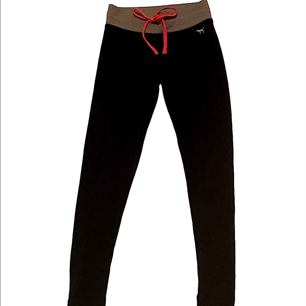 Brand-PINK) size XS sweatpants black and gray around the waist and pink strings